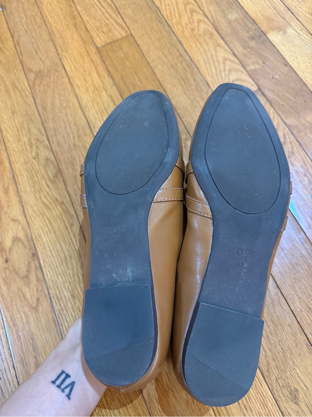 MOTF Camel Brown Loafers with Gold Hardware - Picture 3 of 4